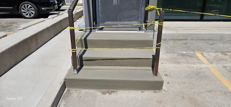 Front-entry step replacement by Lucky&rsquo;s Concrete in Arlington